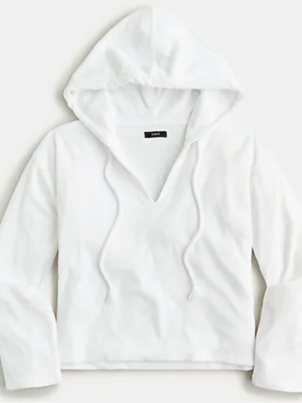 NWT- White J. Crew Towel Terry Open V-Neck Hoodie - Size Medium